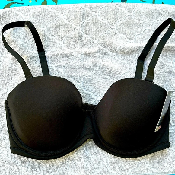 NWT WACOAL strapless (or not) black lightly padded bra size 34D - Picture 1 of 9
